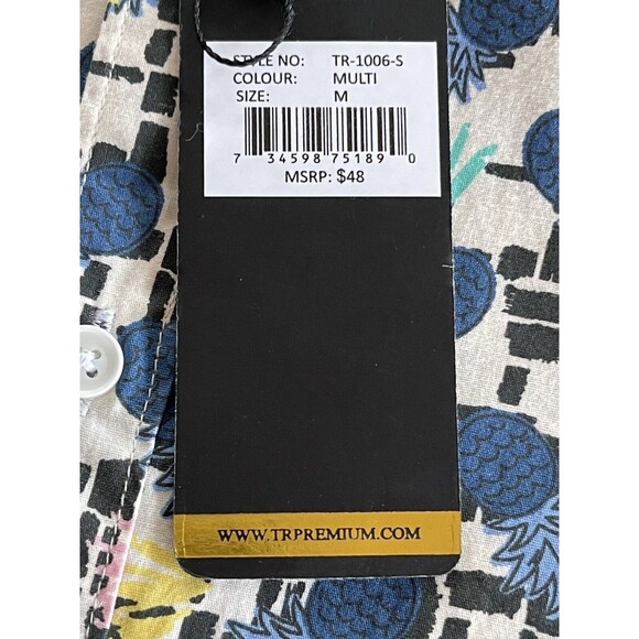 Tailored Recreation Premium Hawaiian Shirt Pineapple Mens Medium Slim Fit NWT - Picture 9 of 15